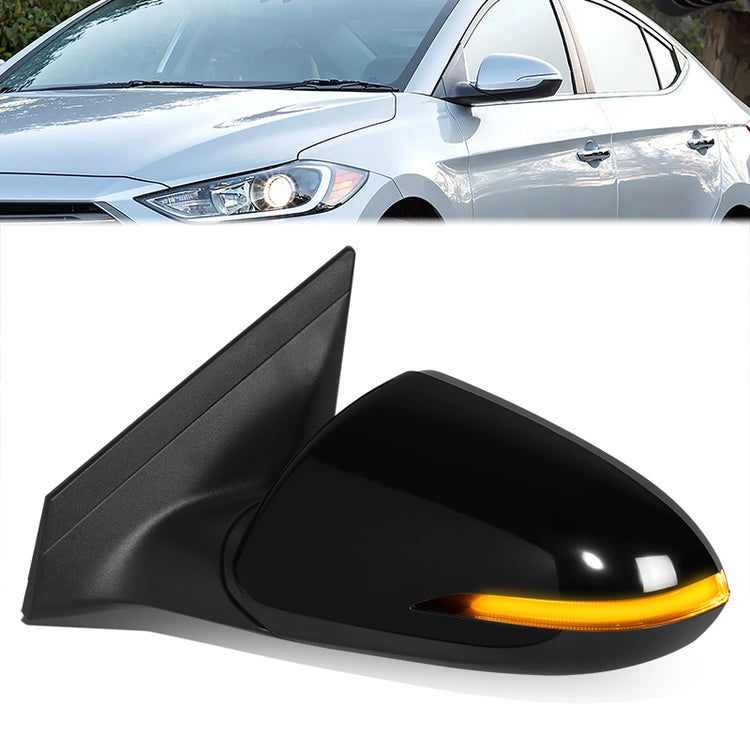 RETROVISOR MIRROR - OE STYLE - HYUNDAI ELANTRA 2017-2018 - WITH POWER WITH HEATED GLASS WITH TURN SIGNAL WITH BLIND SPOT KOREA BUILT - DRIVER LEFT SIDE - BLACK