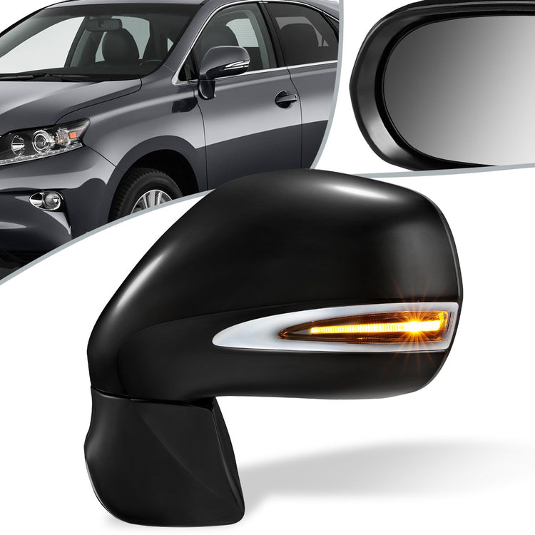 RETROVISOR MIRROR - OEM - 10-12 LEXUS RX350 - POWERED - HEATED - W/ SIGNAL LIGHT - W/ MEMORY - W/ PUDDLE LIGHT - FOLDING - BLACK MATERIAL - LEFT