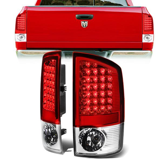 FAROS TRASEROS 07-08 DODGE RAM 1500 / 07-09 DODGE RAM 2500 , 3500 - LED - CHROME / RED