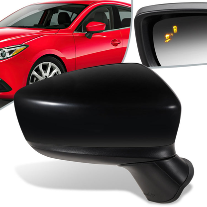 RETROVISOR MIRROR - OEM - 14-16 MAZDA 3 - POWERED - HEATED - W/ SIGNAL LIGHT - W/ BSD - FOLDING - BLACK MATERIAL - RIGHT