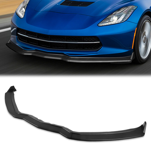 LIP FRONTAL 14-19 CHEVROLET CORVETTE - EXCLUDES ZR1 MODELS - REQUIRES DRILLING BUMPER FOR INSTALLATION - 3PC - MATTE BLACK