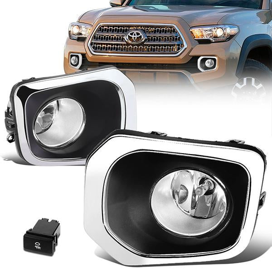 FAROS DE NIEBLA 16-17 TOYOTA TACOMA - WITH SWITCH, BEZEL - H11 BULB - CHROME / CLEAR