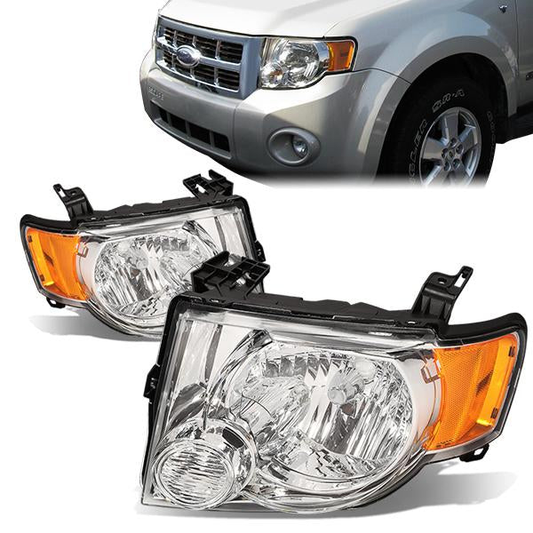 FAROS 08-12 FORD ESCAPE 4-DOOR - H13 LOW BEAM / HIGH BEAM - CHROME HOUSING / AMBER CORNER