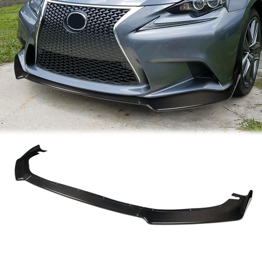 LIP FRONTAL 14-16 LEXUS IS250, 1S350 - REQUIRES DRILLING BUMPER FOR INSTALLATION - 3PC - REAL CARBON FIBER