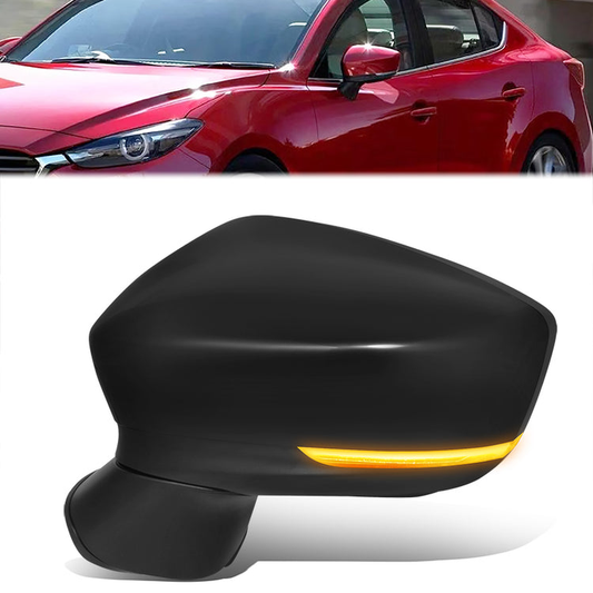 RETROVISOR MIRROR - OE STYLE - MAZDA 3 17-18 - WITH POWER WITH HEATED WITH SIGNAL - MEXICO BULIT - DRIVER SIDE - PAINT TO MATCH - BLACK