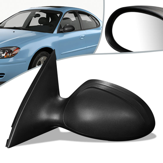 RETROVISOR MIRROR - OEM - 00-07 FORD TAURUS / 00-05 MERCURY SABLE - POWERED - HEATED - WITH PUDDLE LIGHT - BLACK - LEFT