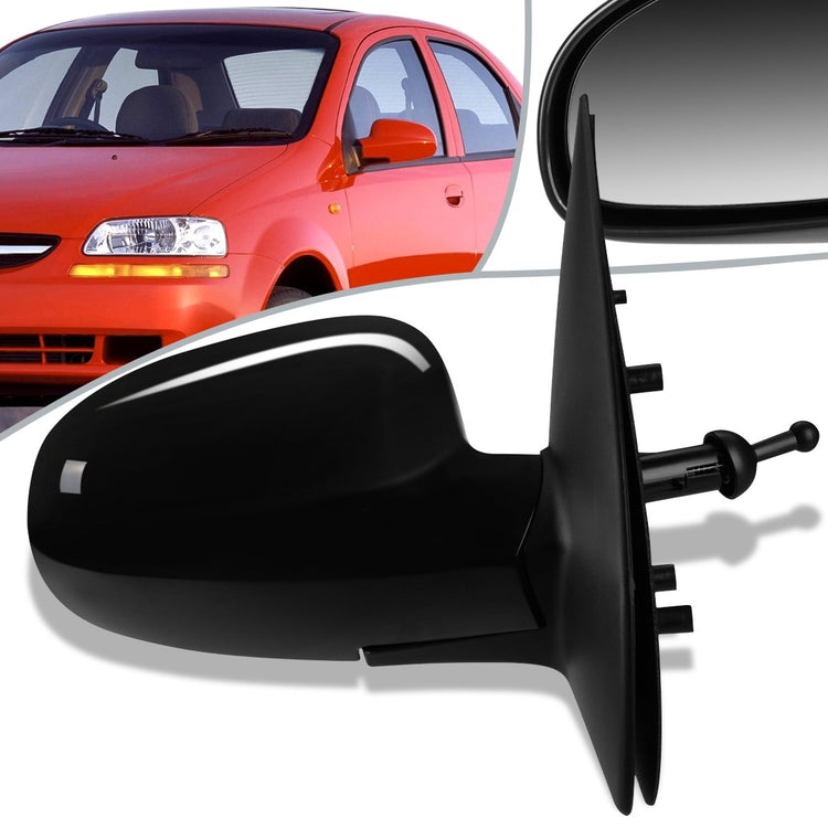 RETROVISOR MIRROR - OEM - 04-08 CHEVY AVEO / 09-11 CHEVY AVEO5 / 09-10 PONTIAC G3 - MANUAL - PAINTABLE - BLACK - RIGHT