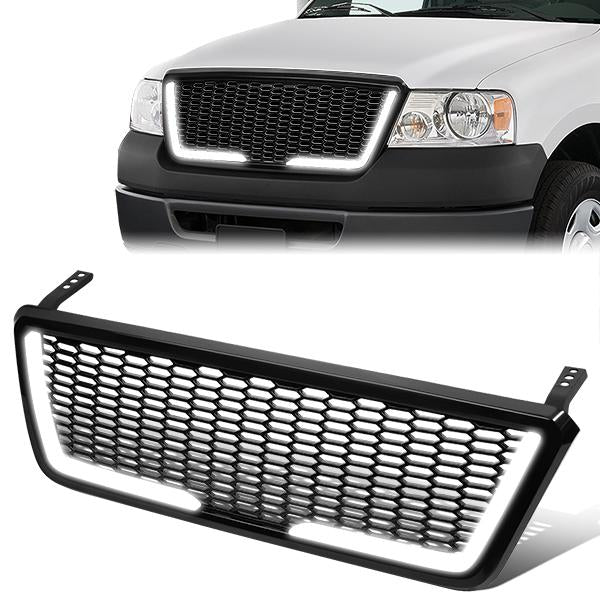 PARRILLA GRILLE - 04-08 FORD F-150 - HONEYCOMB MESH - W/ LED DRL LIGHT - LED'S REQUIRE WIRING INTO EXISTING LIGHTING - BLACK
