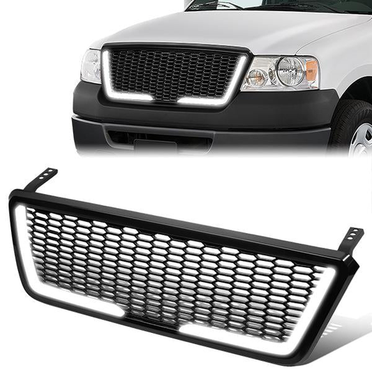 PARRILLA GRILLE - 04-08 FORD F-150 - HONEYCOMB MESH - W/ LED DRL LIGHT - LED'S REQUIRE WIRING INTO EXISTING LIGHTING - BLACK