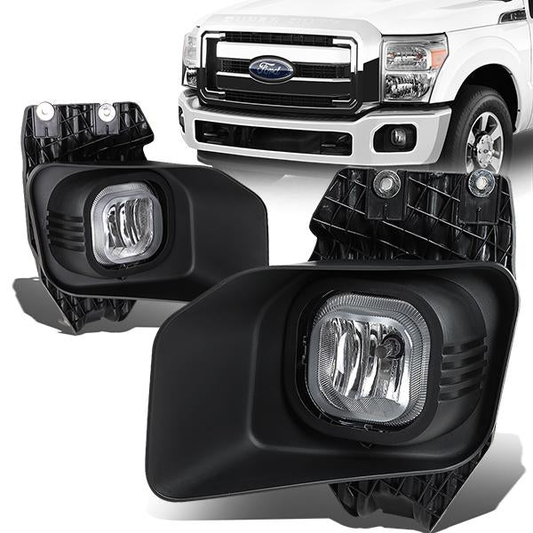 FAROS DE NIEBLA 11-16 FORD F-250, F-350, F-450, F-550 SUPER DUTY - WITH SWITCH, BEZEL - H10 BULB - CHROME / CLEAR