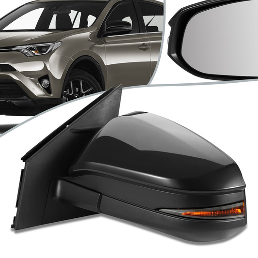 RETROVISOR MIRROR - OEM - 13-15 TOYOTA RAV4 - POWERED - HEATED - W/ SIGNAL LIGHT - FOLDING - BLACK MATERIAL - LEFT