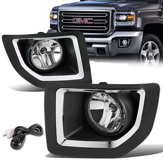 FAROS DE NIEBLA 15-16 GMC SIERRA 2500HD, 3500HD - WITH SWITCH, BEZEL - 5202 BULB - CHROME / CLEAR