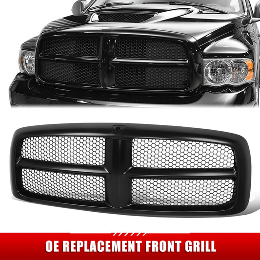 PARRILLA GRILLE - DG RAM '02-'05/ GRILLE ASS'Y 05-05/ BLACK HONEY COBM MESH/ W/BLACK FRAME/ (R1500 MEGA/R2500/R3500)/(NEW STYLE)//PARTS.NO,CH1200287//OEM NO,5FJ051SPAB