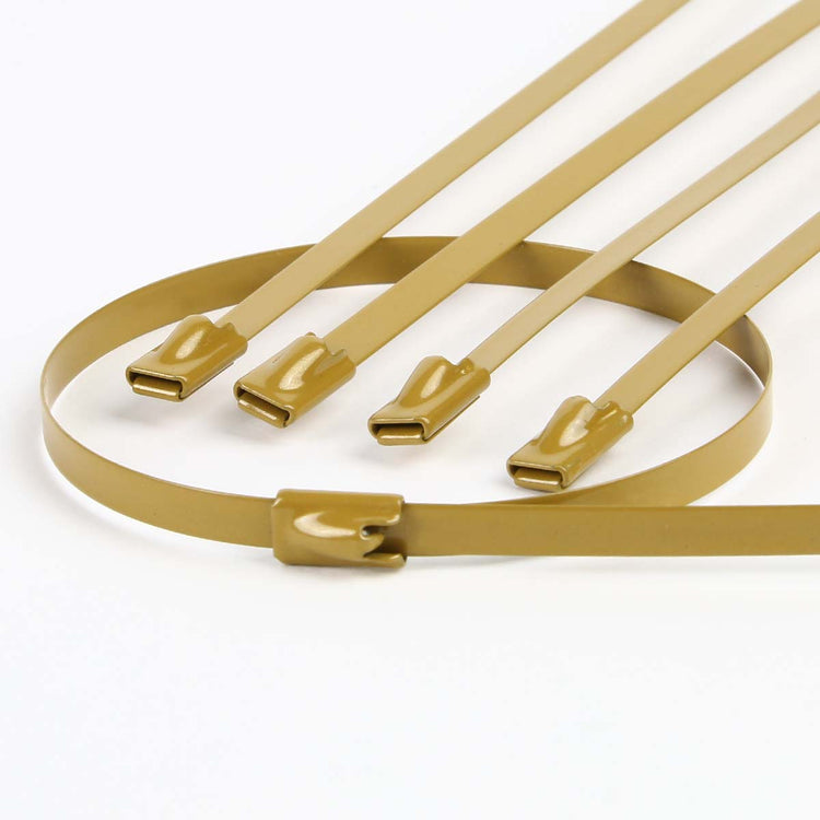 nan ZIP TIE KIT FOR HEAT WRAP - SS - 12" (L) - 5MM (W) - 5PC - GOLD