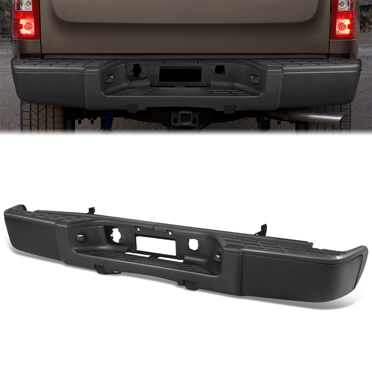 DEFENSA TRASERA 07-13 CHEVY SILVERADO 1500 GMC SIERRA 1500 - W/O PARKING SENSOR HOLES - BLACK/STEEL