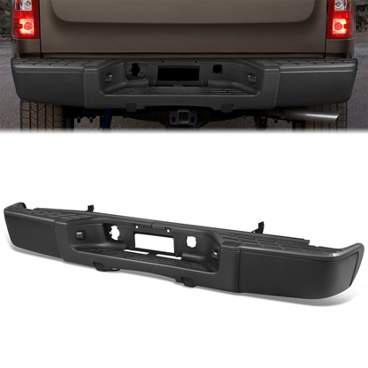 DEFENSA TRASERA 07-13 CHEVY SILVERADO 1500 GMC SIERRA 1500 - W/O PARKING SENSOR HOLES - BLACK/STEEL