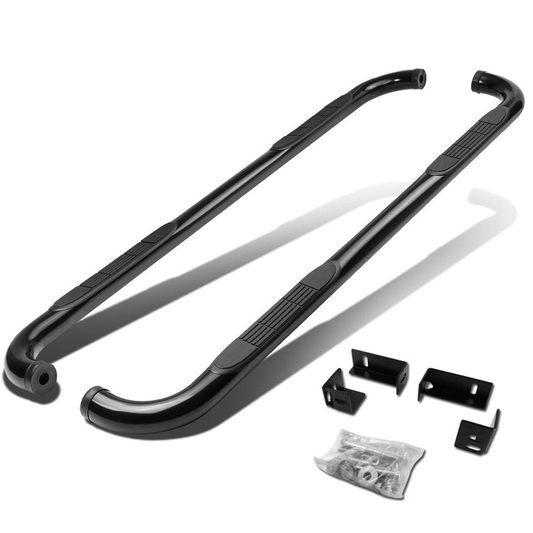 ESTRIBOS 3" - ROUND - 90 DEG - 04-14 CHEVY COLORADO / 04-12 GMC CANYON - CREW CAB - BLACK
