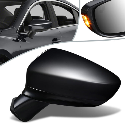 RETROVISOR MIRROR - OEM - 14-17 MAZDA 6 - POWERED - W/ SIGNAL LIGHT - W/ BSD - FOLDING - BLACK MATERIAL - LEFT