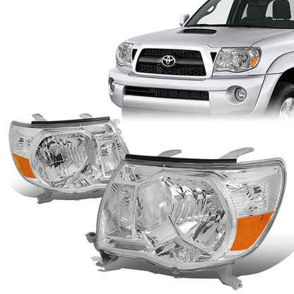 FAROS 05-11 TOYOTA TACOMA - OE STYLE - H4 HIGH / LOW BEAM / 4157NA TURN SIGNAL - CHROME HOUSING / AMBER CORNER