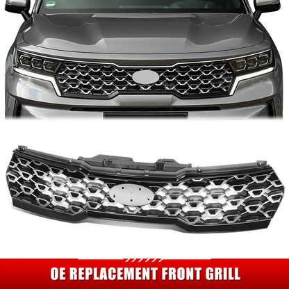 PARRILLA GRILLE - KA  SORETO 21-ON/ GRILLE ASS'Y/ PAINTED SILVER-GRAY/ W/BLACK MOULDING/ W/O CAMERA H. (LX)//PARTS.NO,KI1200220//OEM NO,86350R5200