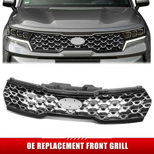 PARRILLA GRILLE - KA  SORETO 21-ON/ GRILLE ASS'Y/ PAINTED SILVER-GRAY/ W/BLACK MOULDING/ W/O CAMERA H. (LX)//PARTS.NO,KI1200220//OEM NO,86350R5200