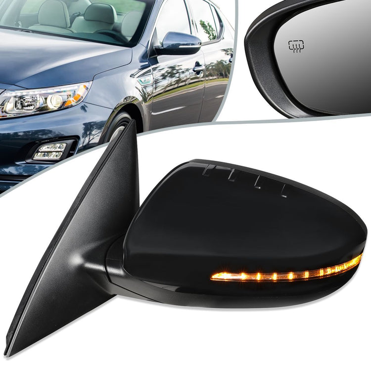 RETROVISOR MIRROR - OEM - 14-15 KIA OPTIMA - POWERED - HEATED - PAINTABLE - BLACK - LEFT