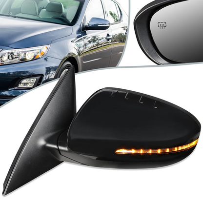 RETROVISOR MIRROR - OEM - 14-15 KIA OPTIMA - POWERED - HEATED - PAINTABLE - BLACK - LEFT