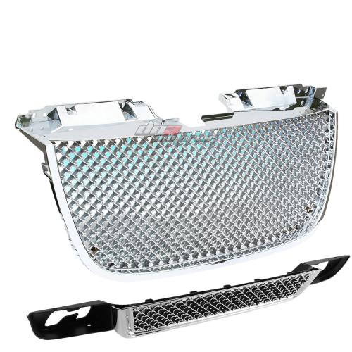 PARRILLA GRILLE - 07-09 GMC YUKON - DIAMOND MESH STYLE - FRONT UPPER / FRONT LOWER - ABS - CHROME