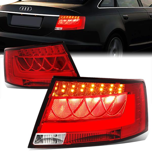 FAROS TRASEROS 05-08 AUDI A6 , A6 QUATTRO - 3D - LED - RED / CLEAR
