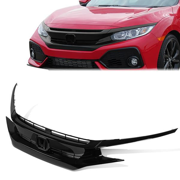 nan FRONT BUMPER GRILLE - 16-18 HONDA CIVIC 2/4-DR / 16-21 HONDA CIVIC SI, HATCHBACK, TYPE-R - BLACK