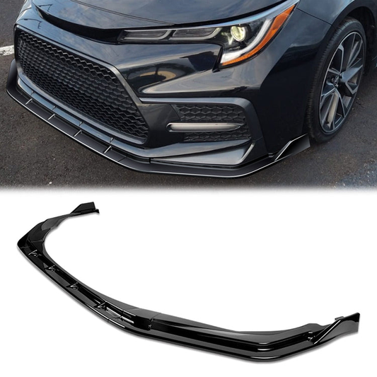 LIP FRONTAL 20-22 TOYOTA COROLLA XSE SE - REQUIRES DRILLING BUMPER FOR INSTALLATION - 3PC - PAINTED GLOSS BLACK