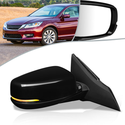 RETROVISOR MIRROR - OEM - 13-15 HONDA ACCORD 2-DR - POWERED - HEATED - W/ SIGNAL LIGHT - FOLDING - BLACK MATERIAL - RIGHT