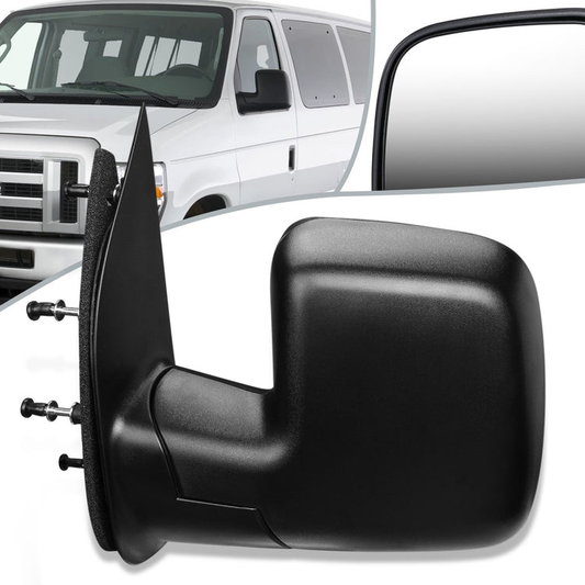 RETROVISOR MIRROR - OEM - 08-09 FORD E-150, E-250, E-350, E-450 - MANUAL - TEXTURED - BLACK - LEFT