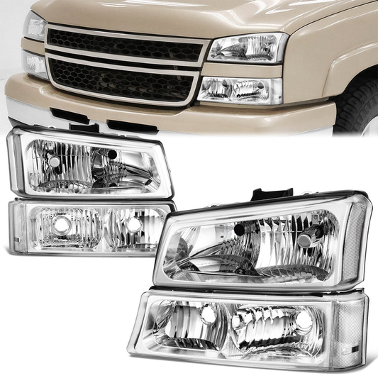 FAROS 03-2006 CHEVY SILVERADO/AVALANCHE//WHITE HOOD, WHITE BACK, BRIGHT FRAME, 4P LIGHT WITH BLUE LIGHT BULB