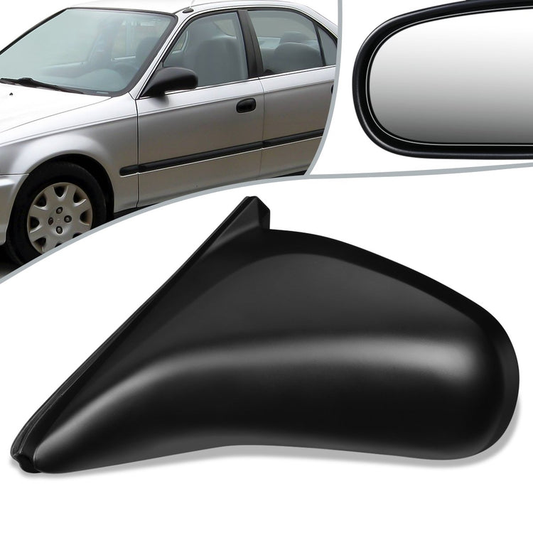 RETROVISOR MIRROR - OEM - 96-00 HONDA CIVIC 2-DOOR - MANUAL - PAINTABLE - BLACK - LEFT