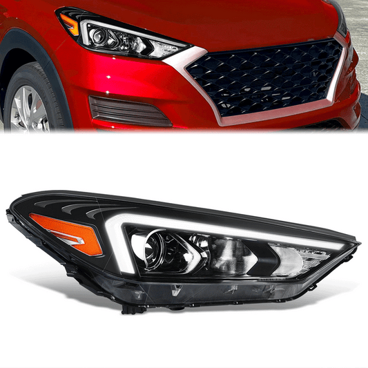 FAROS OE STYLE - 19-21 HYUNDAI TUCSON - USES 9005 HIGH / H7 LOW BEAM BULBS / 2357A TURN SIGNAL W/ DAYTIME RUNNING LIGHTS - FITS HALOGEN LAMP MODELS W/O LED POSITION LAMP - RIGHT - OE STYLE - BLACK