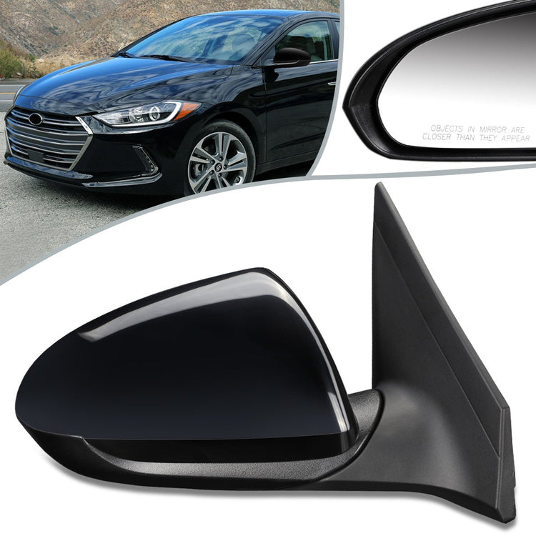 RETROVISOR MIRROR - OEM - 17-18 HYUNDAI ELANTRA - POWERED - HEATED - FOLDING - BLACK MATERIAL - RIGHT
