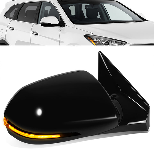 RETROVISOR MIRROR - OE STYLE - HYUNDAI SANTA FE 2013-2016 - WITH POWER WITH HEATED GLASS WITH TURN SIGNAL - PASSENGER RIGHT SIDE - BLACK