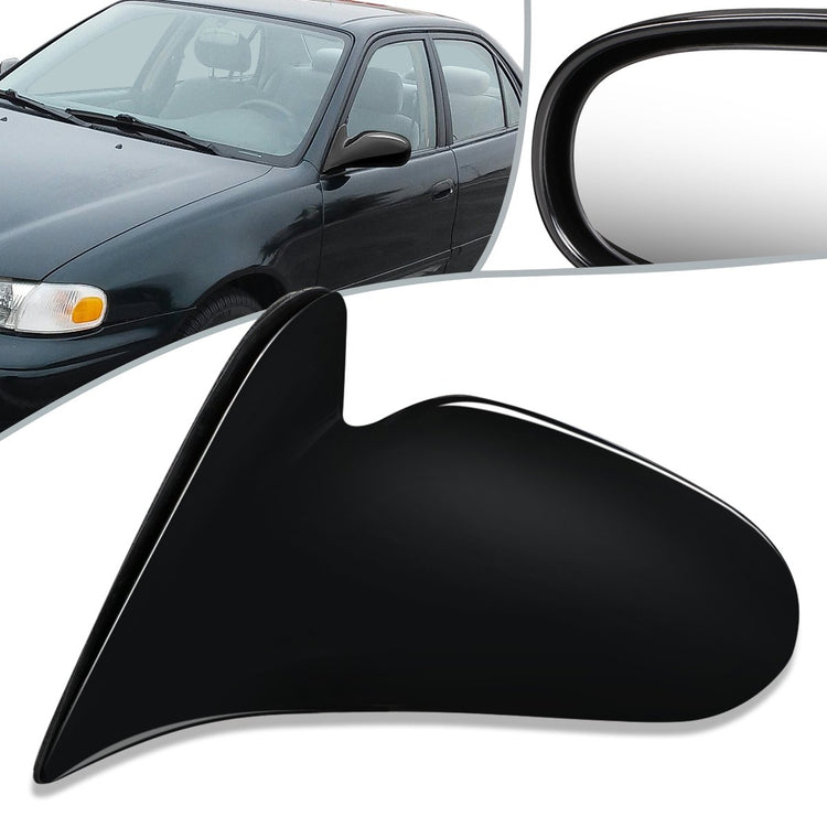 RETROVISOR MIRROR - OEM - 98-02 GEO PRIZM - MANUAL - W/ LEVER - BLACK MATERIAL - LEFT
