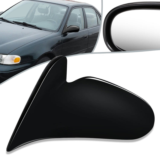 RETROVISOR MIRROR - OEM - 98-02 GEO PRIZM - MANUAL - W/ LEVER - BLACK MATERIAL - LEFT