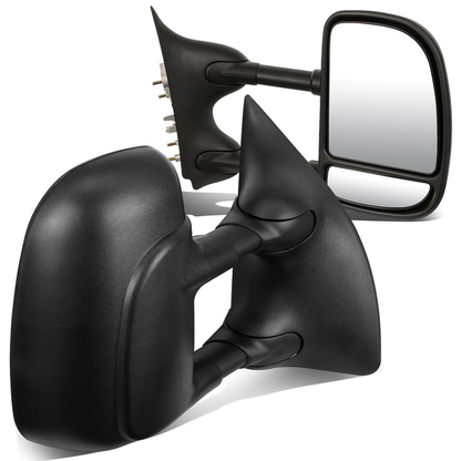 RETROVISORES EXTENDIBLES TOWING MIRROR - 99-07 FORD F-250, F-350, F-450, F-550 - SUPER DUTY - PAIR - MANUAL W/O HEATED W/O SIGNAL - BLACK