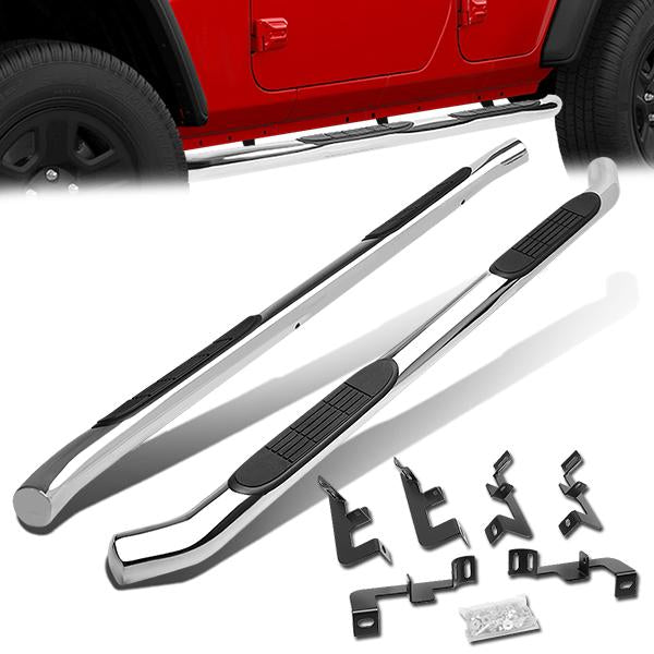 ESTRIBOS 3" - ROUND - STRAIGHT - 18-20 JEEP WRANGLER JL 4DR - SILVER