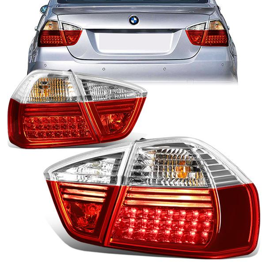 FAROS TRASEROS 05-08 BMW 3 SERIES E90 - LED - RED / CLEAR