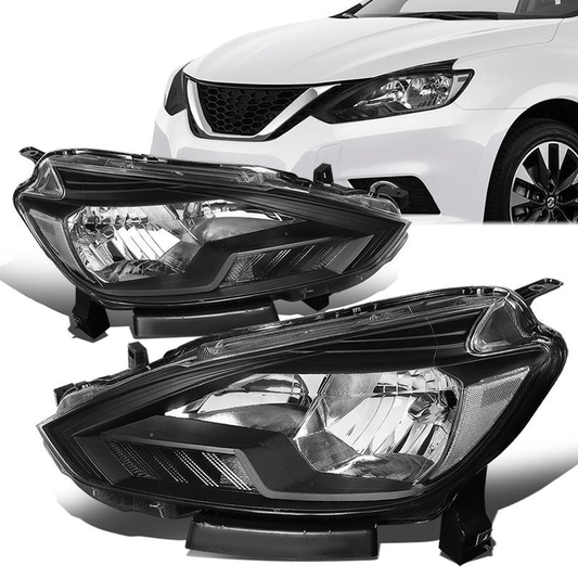 FAROS 16-18 NISSAN SENTRA - FITS MODELS W/ FACTORY HALOGEN HEADLIGHTS - OE STYLE - H11 LOW BEAM / H9 HIGH BEAM - BLACK HOUSING / CLEAR CORNER