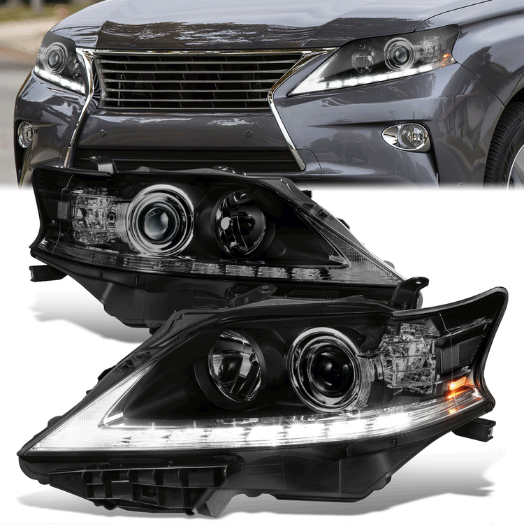 FAROS 13-15 LEXUS RX350, RX450H - FITS MODELS W/ HALOGEN HEADLIGHTS ONLY - PROJECTOR - H11 LOW BEAM / 9005 HIGH BEAM/ 168 SIDE MARKER / 7440A SIGNAL - SMOKE HOUSING / AMBER CORNER