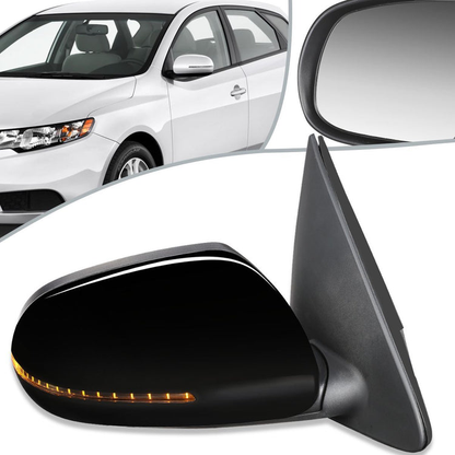 RETROVISOR MIRROR - OEM - 11-13 KIA FORTE - POWERED - HEATED - PAINTABLE - BLACK - RIGHT