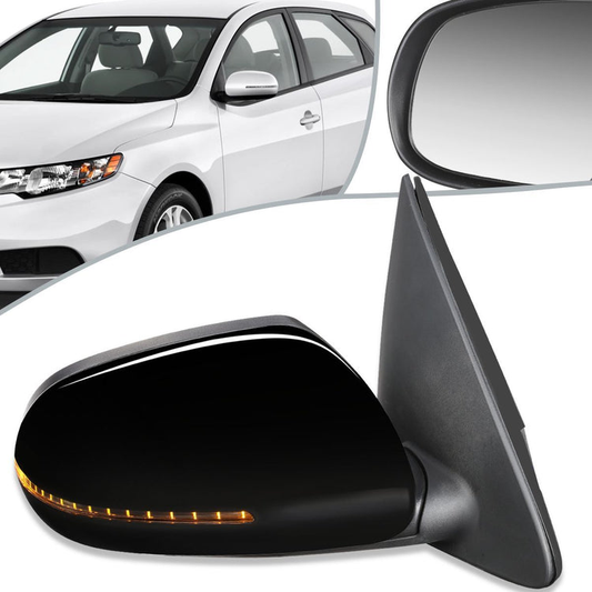 RETROVISOR MIRROR - OEM - 11-13 KIA FORTE - POWERED - HEATED - PAINTABLE - BLACK - RIGHT