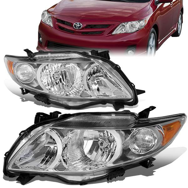 FAROS 09-10 TOYOTA COROLLA - 9006 LOW BEAM / 9005 HIGH BEAM / 3457A TURN SIGNAL - CHROME HOUSING / AMBER CORNER