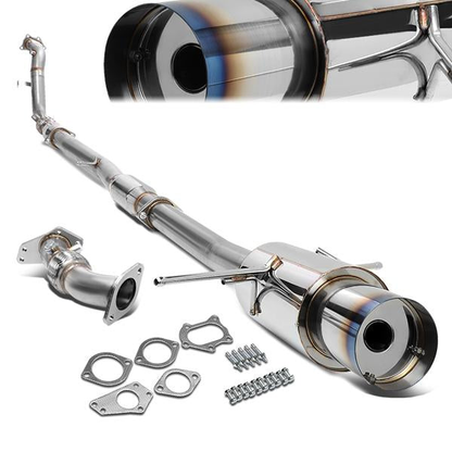 TURBO EXHAUST CATBACK EXHAUST - STAINLESS STEEL - BURNT TIP - 02-07 SUBARU WRX / STI
