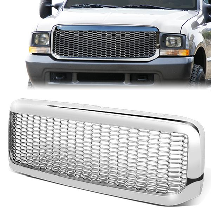 PARRILLA GRILLE - 99-04 FORD F-250, F-350, F-450, F-550 - HONEYCOMB MESH - CHROME